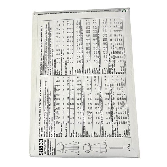 Simplicity S8833 Misses Pullover Shirt Dress Pattern Pockets Tie Belt Sizes 6-14 - Picture 3 of 4